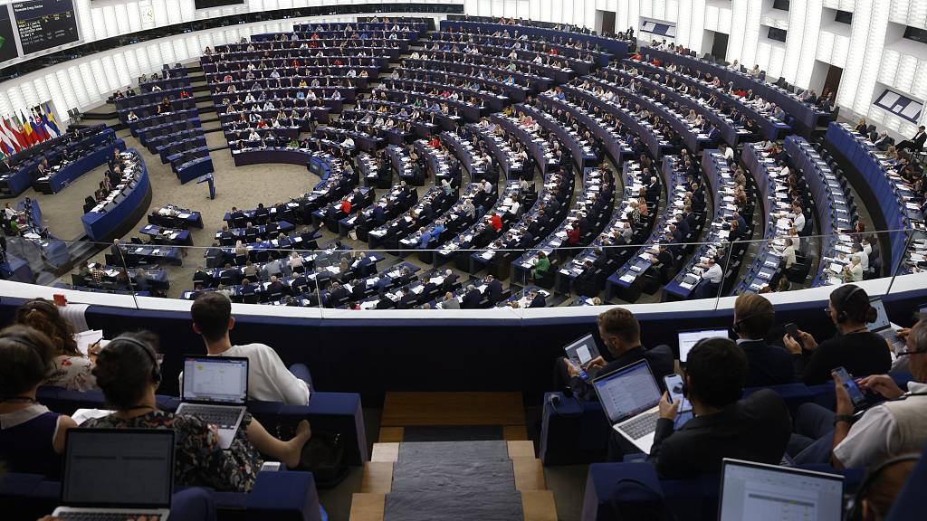 Members of the European Parliament hold a plenary session in Strasbourg. /Jean-Francois Badias/CFP