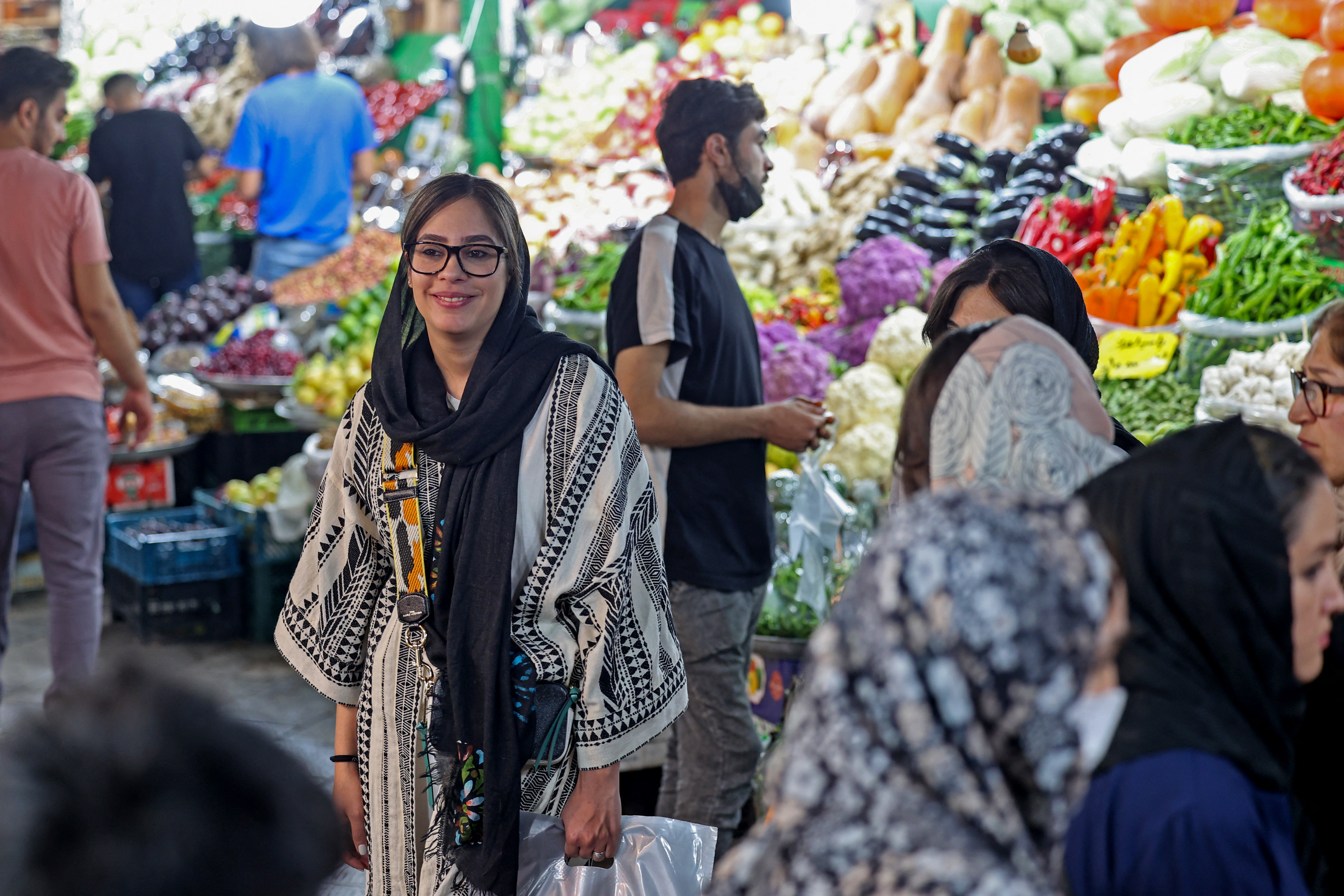 Iranian women shopping at the Tajrish traditional bazaar in the capital Tehran on Sunday. Atta Kenare / AFP