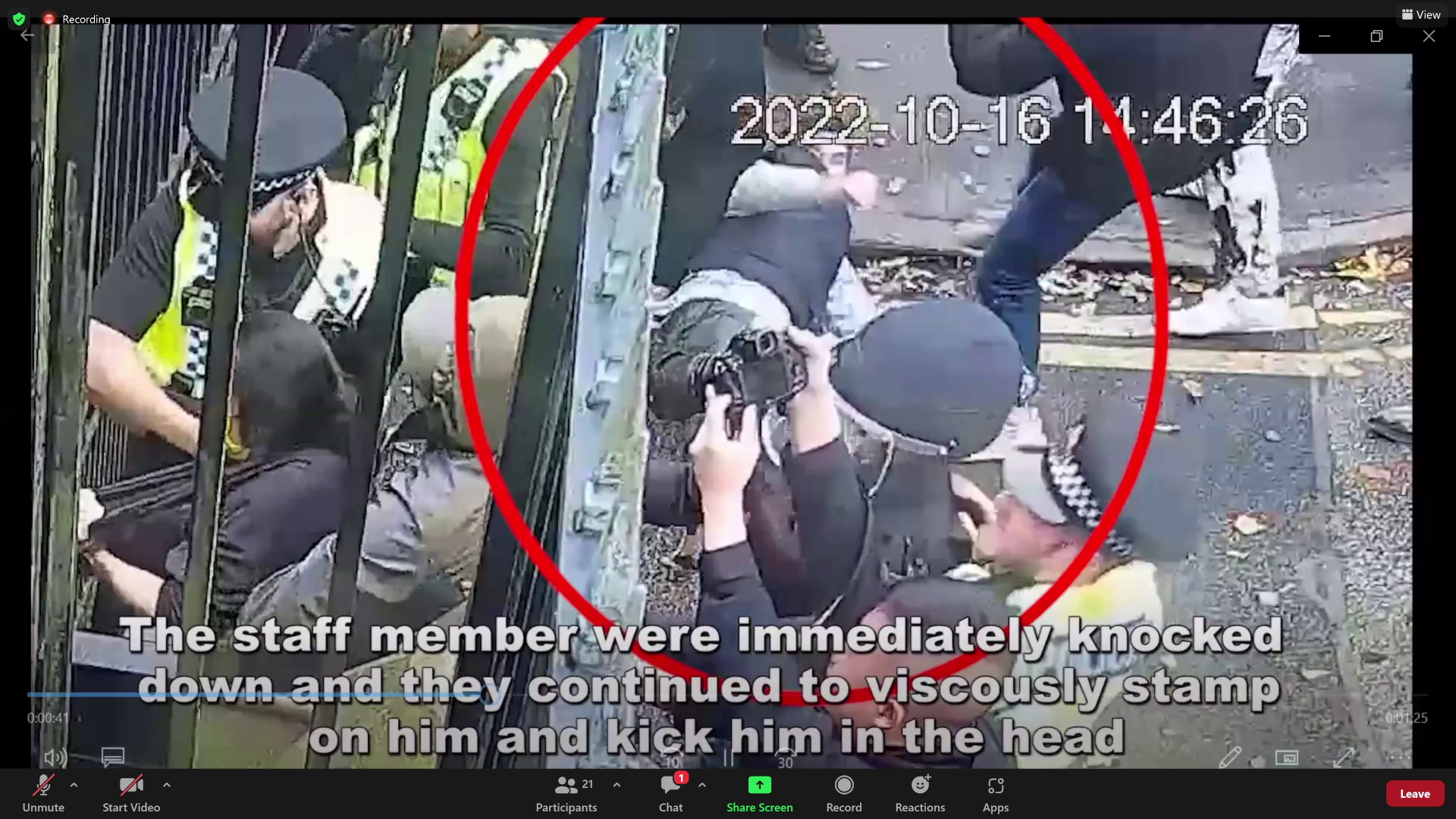 Video appears to show the man being kicked on the ground by masked protesters