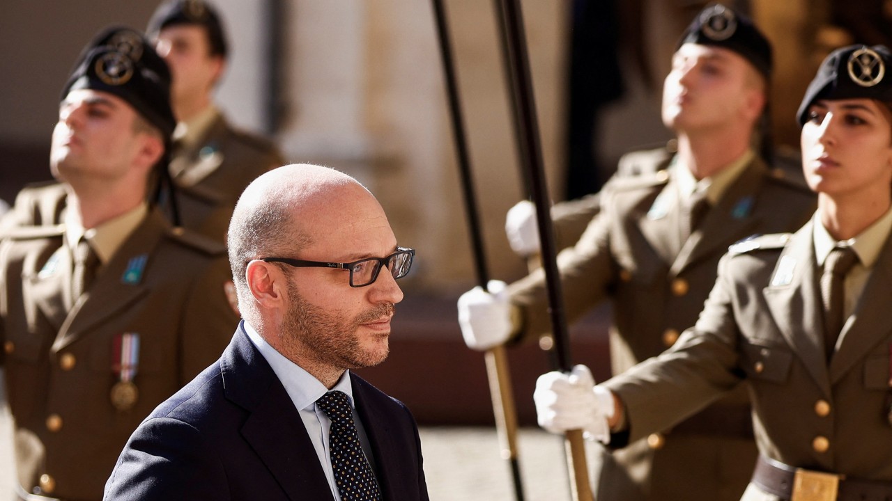 Lorenzo Fontana arrives for a meeting with Italian President Sergio Mattarella at Rome's Quirinale Palace. /Guglielmo Mangiapane/Reuters