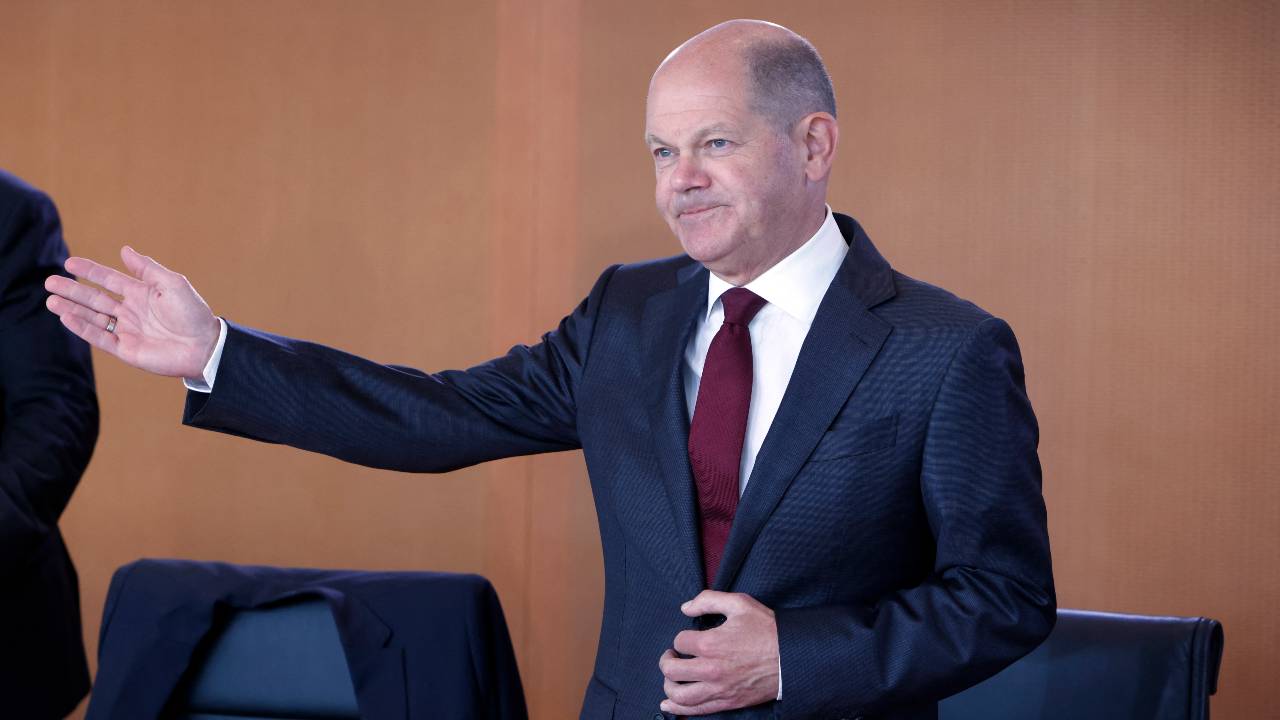 German Chancellor Olaf Scholz ahead of his whistle-stop trip to Beijing.
/AFP/Michele Tantussi