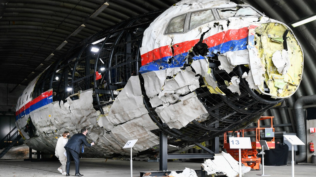 Lawyers attend the judges' inspection of the reconstruction of the MH17 wreckage, as part of the murder trial ahead of the beginning of a critical stage, in Reijen, Netherlands, on May 26, 2021. /Piroschka van de Wouw/File photo/Reuters