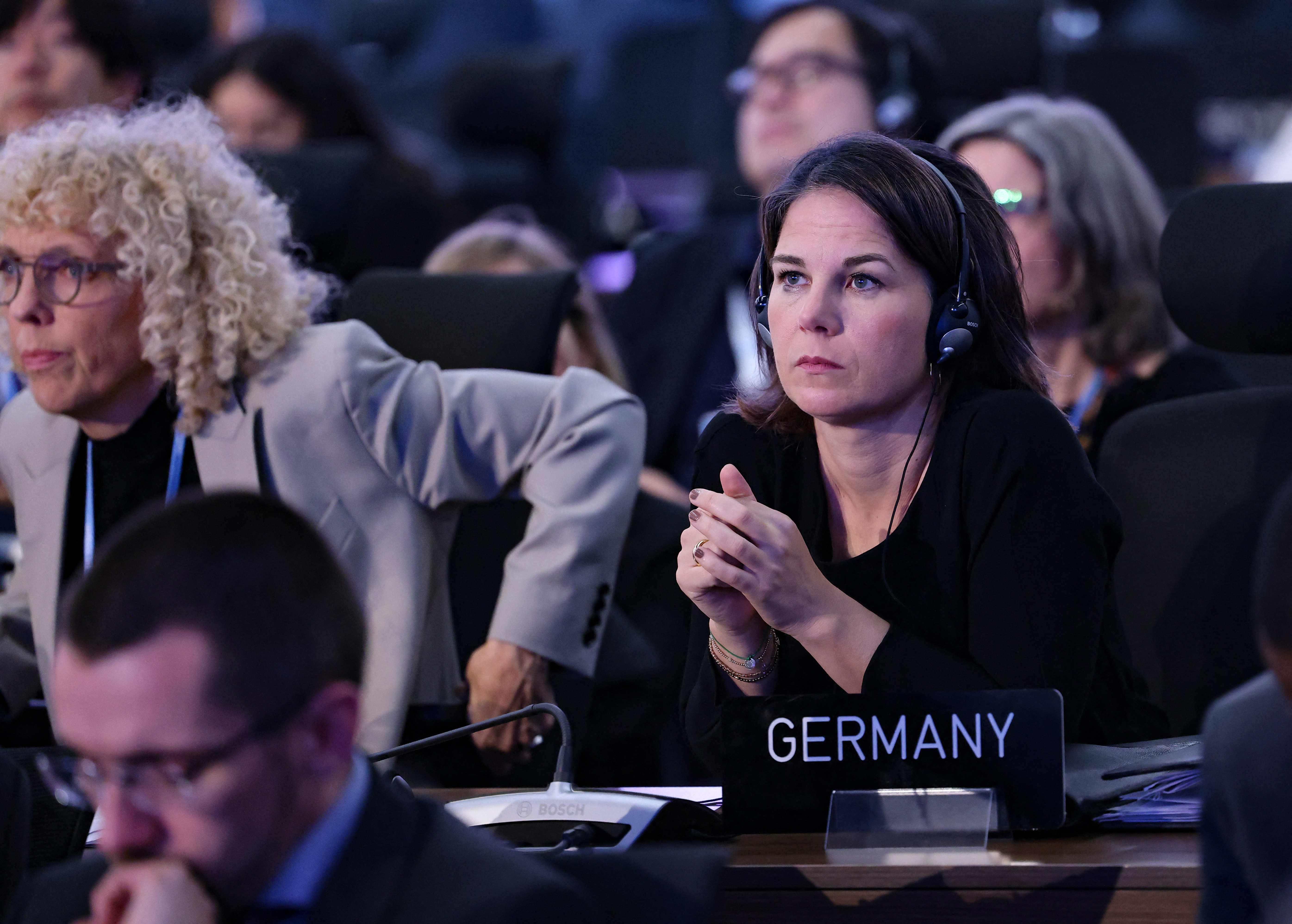 German Foreign Minister Annalena Baerbock during  the closing session of the COP27 climate conference. Joseph Eid/ AFP