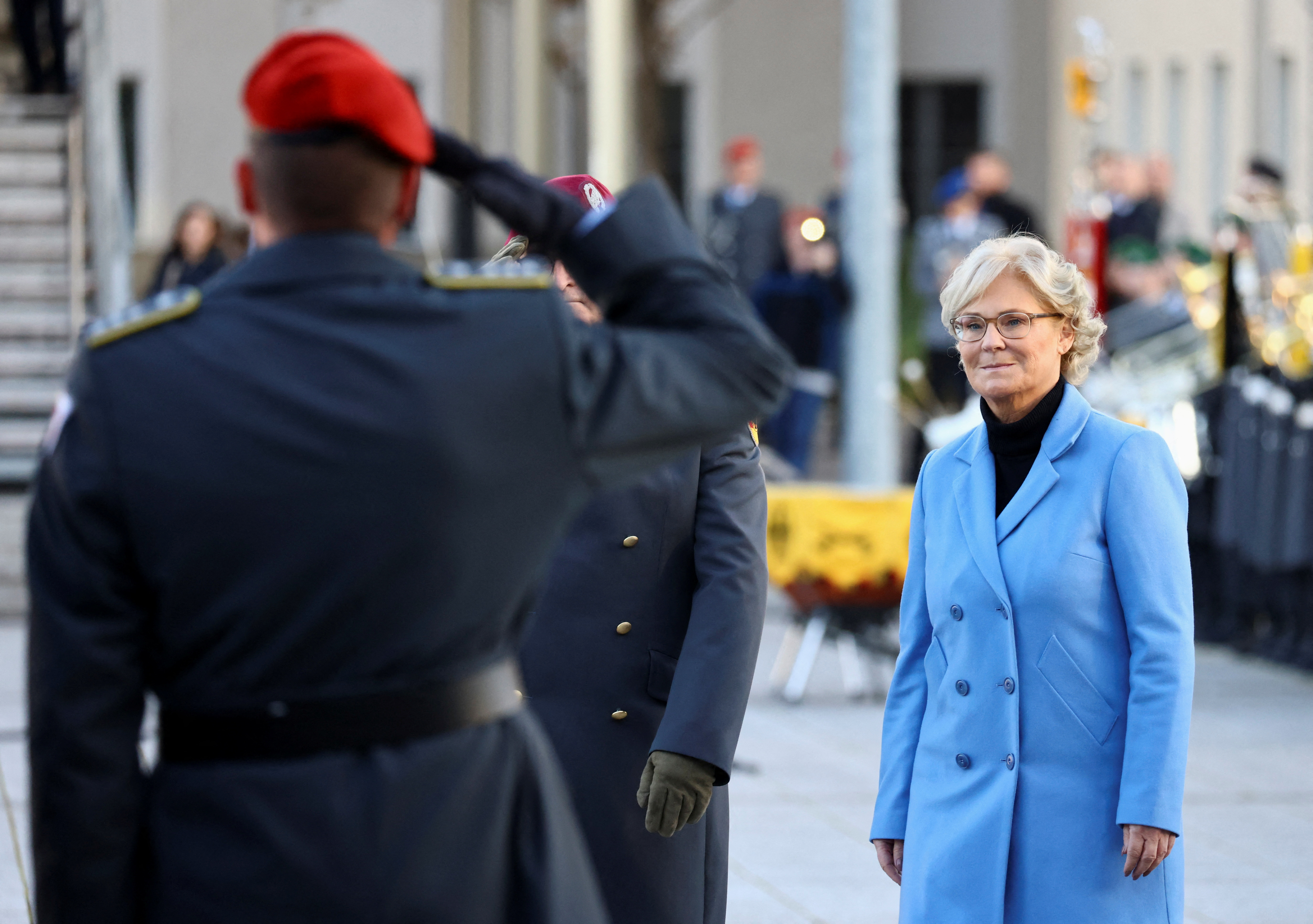 Christine Lambrecht attended a swearing-in ceremony for new recruits at the Bendlerblock, the German Ministry of Defense, in Berlin, last month. Reuters/Christian Mang