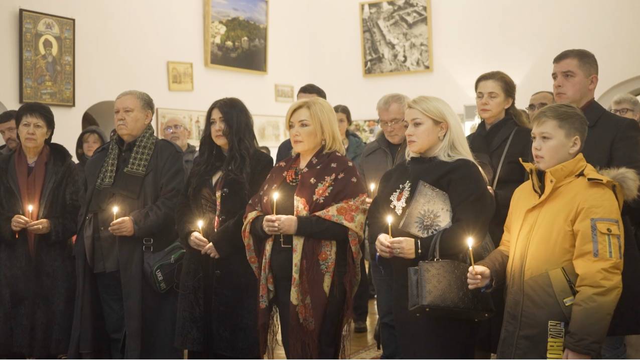 Descendants of the Holodomor victims were among those to attend the service at St Sofia's Cathedral in Kyiv. /CGTN Europe