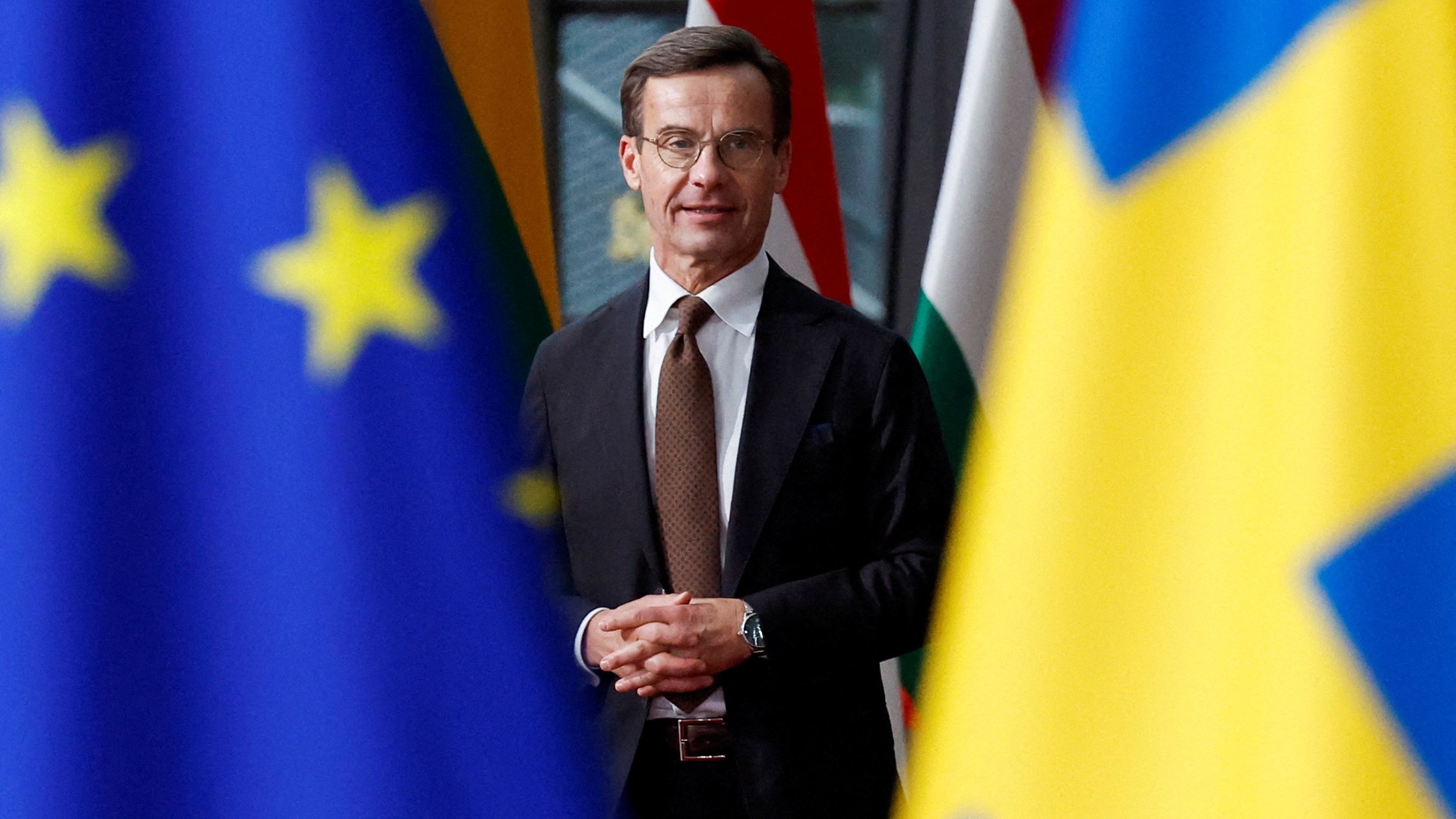 Swedish Prime Minister Ulf Kristersson, whose country hasn't always been at the heart of the push toward European unity. /Piroschka van de Wouw/Reuters