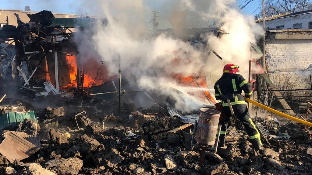 A market in Shevchenkove in Kharkiv was hit by Russian missiles. /Governor of Kharkiv region Oleh Sunehubov via Telegram/Reuters