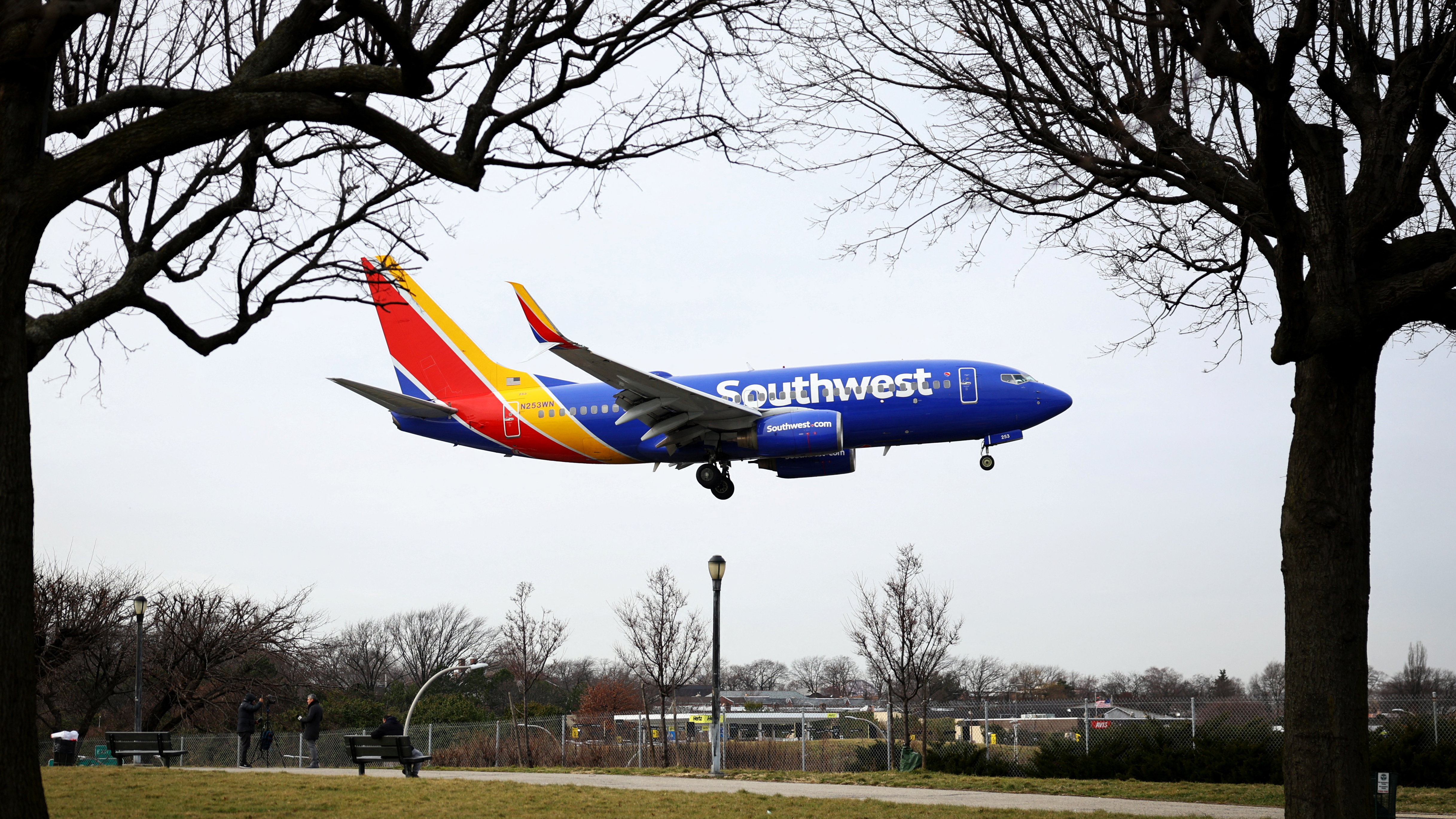 A Southwest Airlines jet comes in to land at New York's LaGuardia Airport on Wednesday. /Mike Segar/Reuters