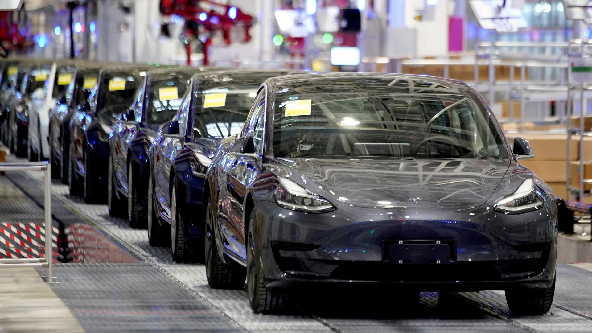 China's Tesla factory in Shanghai makes thousands of Model-3 cars a year./Aly Song/Reuters