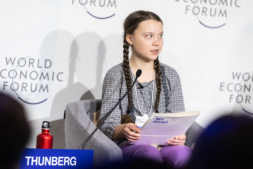 Climate activist Greta Thunberg delivered a speech on the closing day of the 2019 Davos conference. /Fabrice Coffrini/AFP