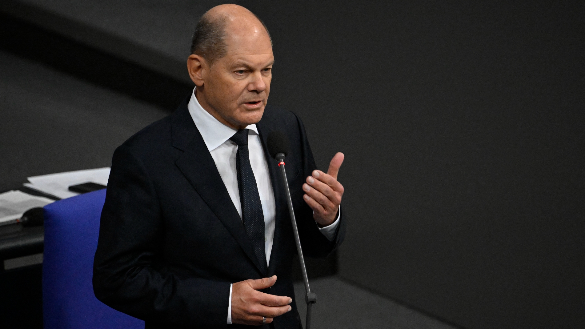 Germany's Chancellor Olaf Scholz has been under pressure to allow NATO allies to send the tanks ahead of a suspected spring offensive. /Tobias Schwarz/AFP