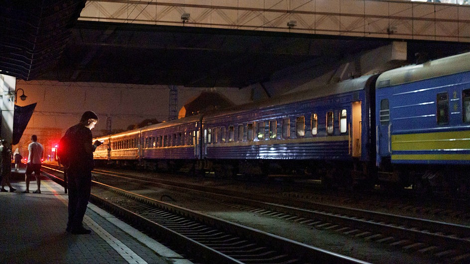 Ukraine's trains have helped with evacuation from the conflict over the last year. /David Goldman/CFP
