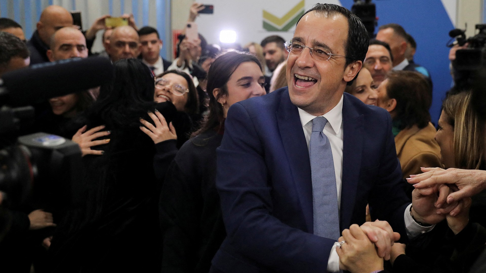 Nikos Christodoulides secured 32% of the votes in Cyprus's presidential election and now faces a battle with Andreas Mavroyiannis, who polled 32%, in Sunday's run-off. /Yiannis Kourtoglou/Reuters.