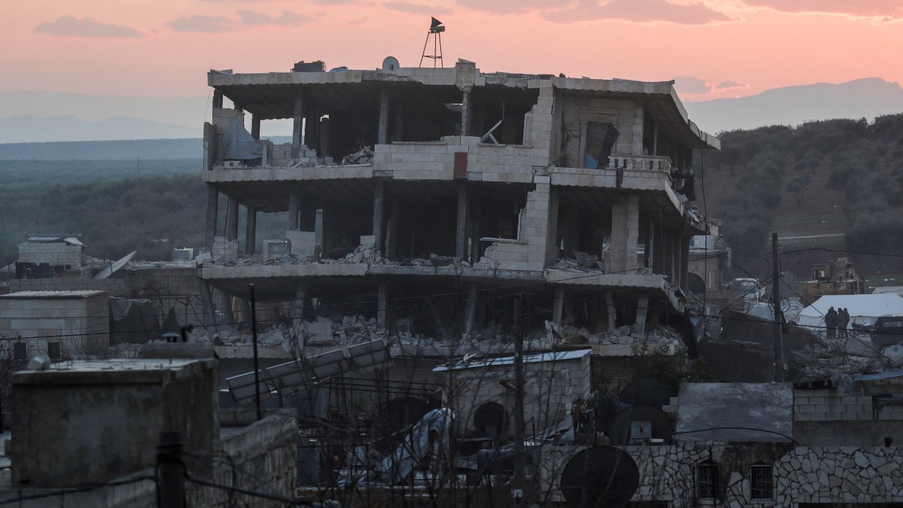 A damaged building in the rebel-held town of Jandaris, Syria. /Khalil Ashawi/Reuters