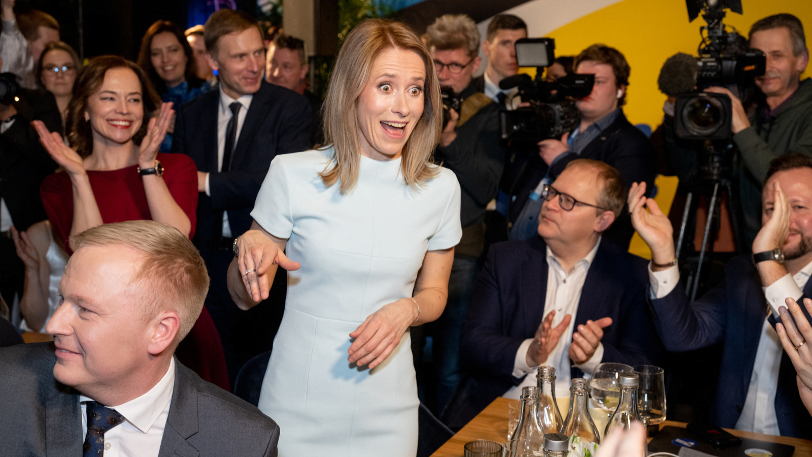 Prime Minister Kaja Kallas's center-right Reform Party won the election by a wide margin, winning 31.6% of the vote./AFP/Raigo Pajula.