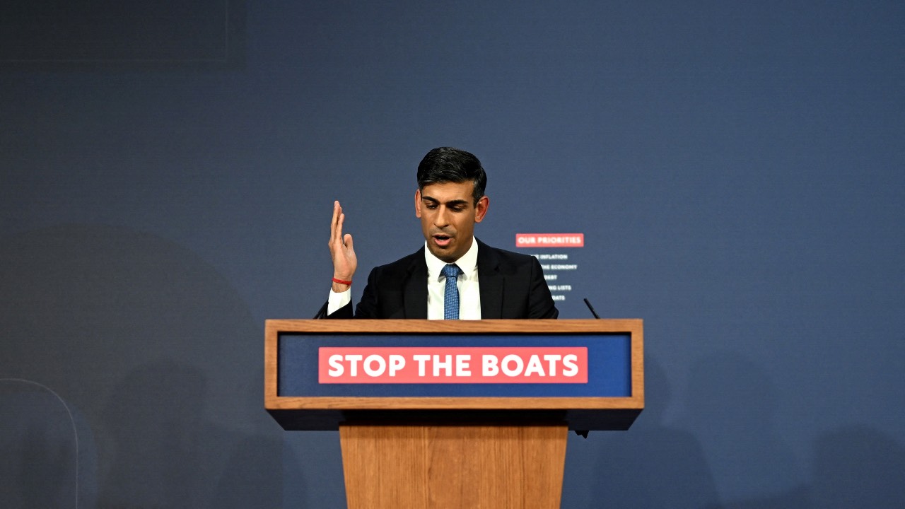 UK Prime Minister Rishi Sunak unveiled new legislation on migrant channel crossings on March 7. / Leon Neal/Reuters