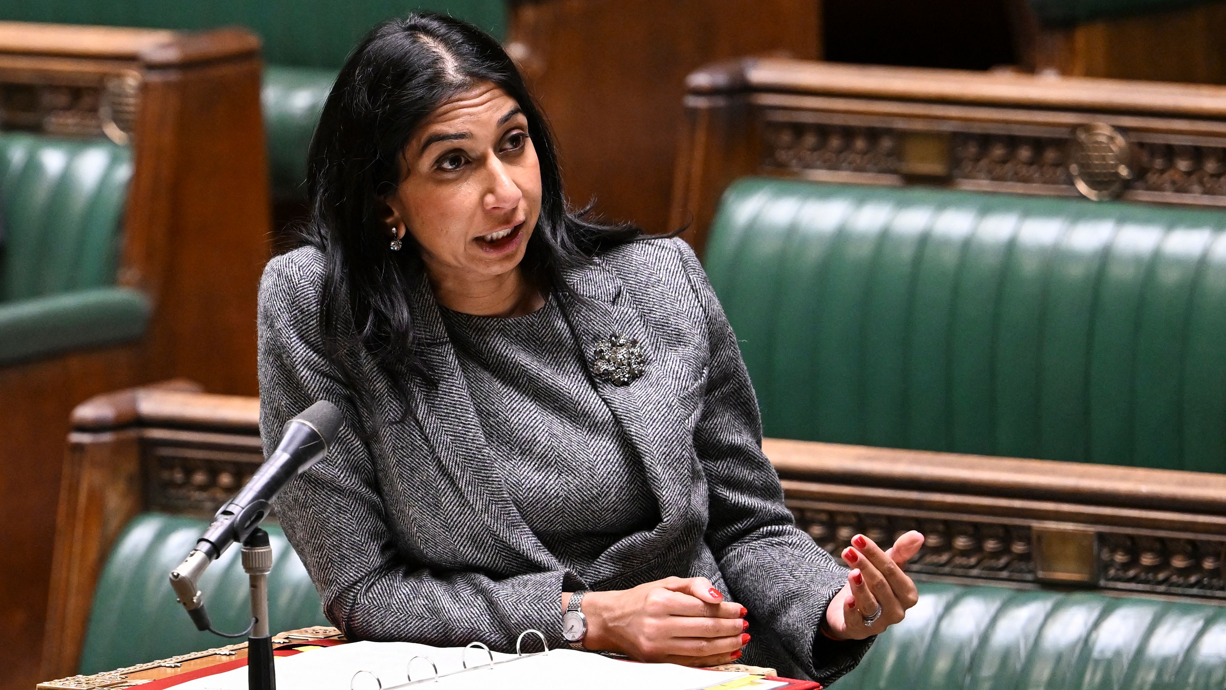 UK Home Secretary Suella Braverman in parliament. /Andy Bailey/UK Parliament /AFP
