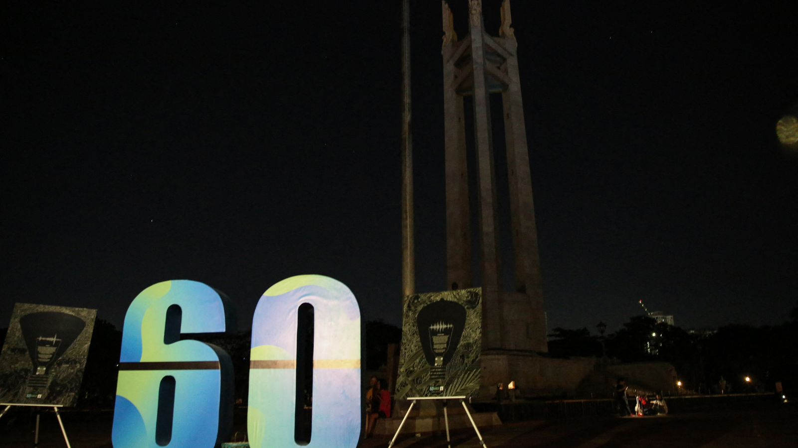 This picture shows the Quezon Memorial Shrine before the lights were turned off to mark the Earth Hour environmental campaign in Quezon city, suburban Manila on March 25, 2023./AFP/Earvin Perias.