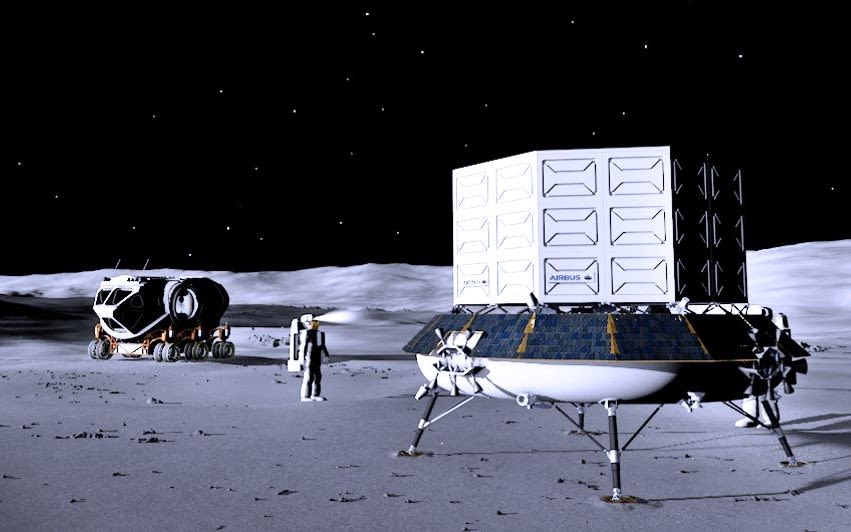 Humans could establish a base on the moon – although the first settlers may well be robots. /Airbus
