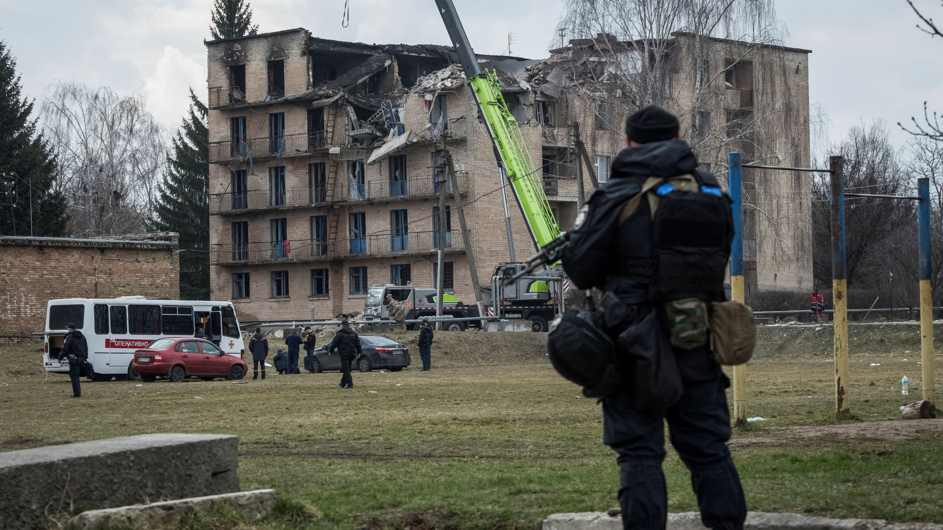 Rzhyshchiv in the Kyiv region suffered recent damage after a drone attack. /Vladyslav Musiienko/Reuters