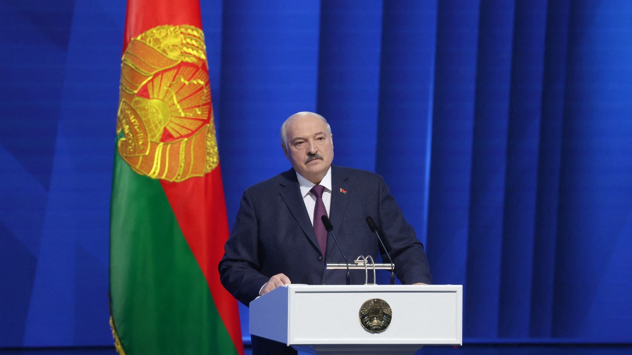 Belarusian President Alexander Lukashenko delivers an annual address to parliament and the nation in Minsk, Belarus. /BelTA/Maxim Guchek/Reuters