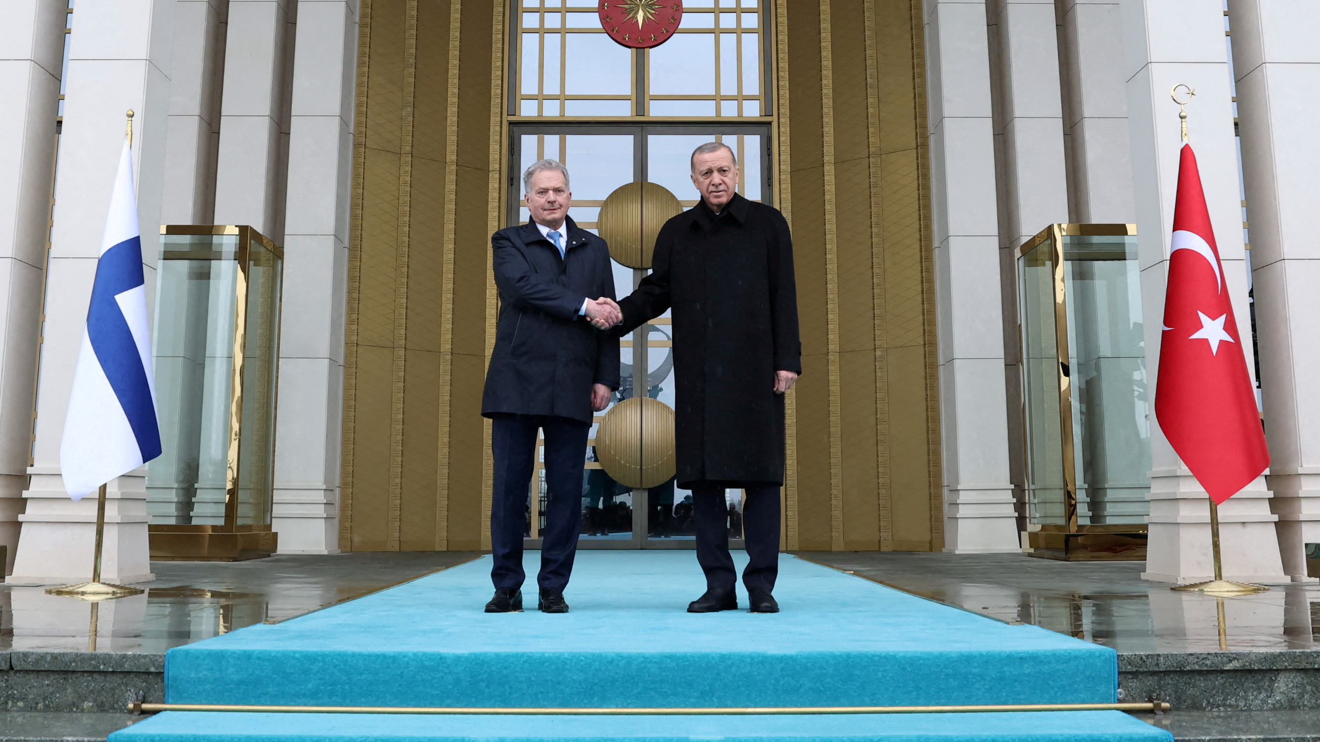 Finland President Sauli Niinisto and Türkiye President Tayyip Erdogan met in Ankara earlier in March. /Murat Cetinmuhurdar /Presidential Press Office/Reuters