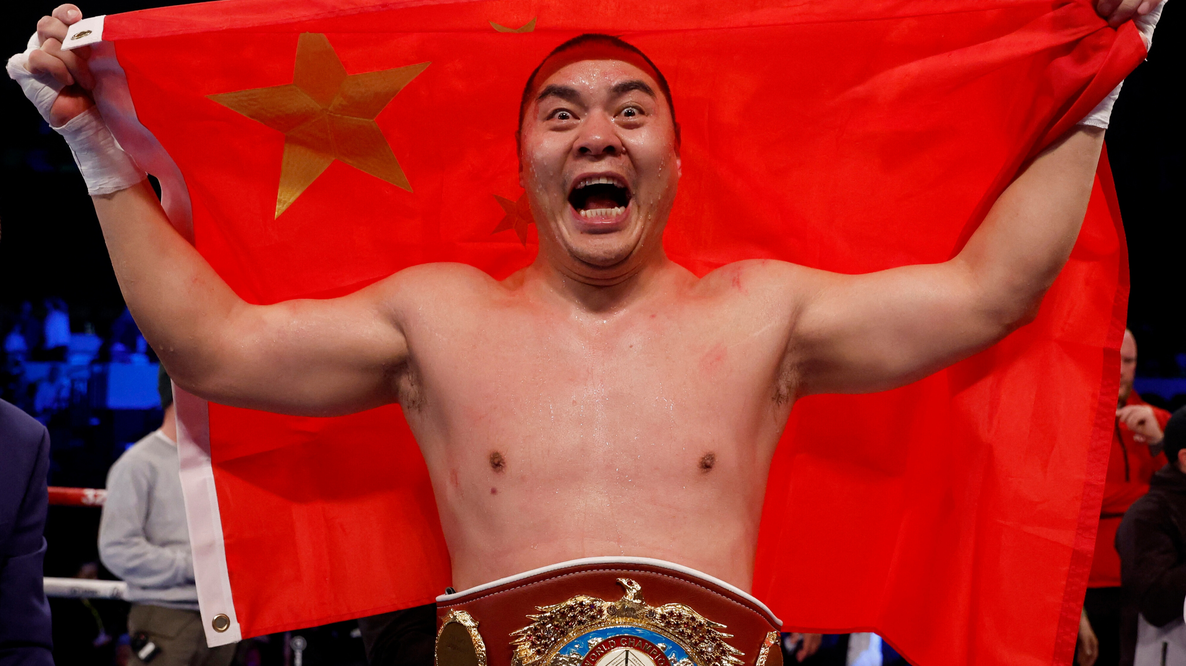 Zhang Zhilei is the mandatory challenger to world heavyweight champion Oleksandr Usyk's WBO belt after his win over Joe Joyce in London./ Andrew Couldridge/Reuters