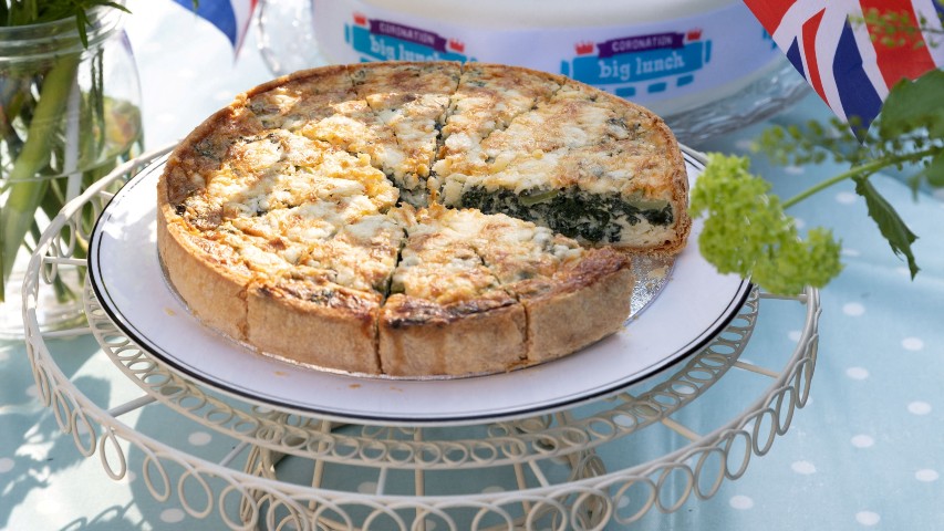 The coronation quiche – which may not be a quiche, according to the Brotherhood of the Quiche Lorraine. /Victoria Dawe /Coronation Big Lunch/Eden Project /Handout via Reuters