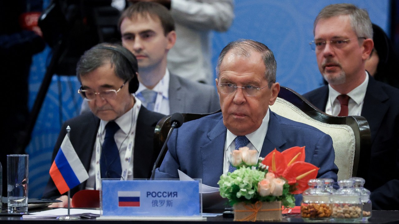 Russian Foreign Minister Sergei Lavrov attends the SCO Council of Foreign Ministers' meeting in Goa, India. /Russian Foreign Ministry handout/Reuters