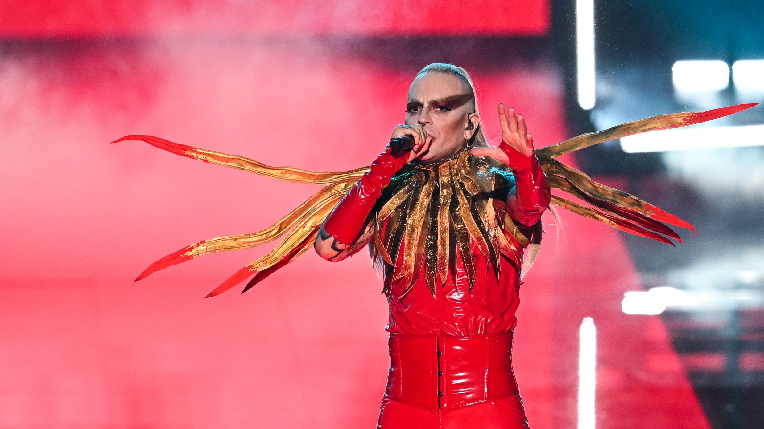Eurovision is a riot of camp and color – as typified by Germany's entry, metal band Lord Of The Lost. /Paul Ellis/AFP