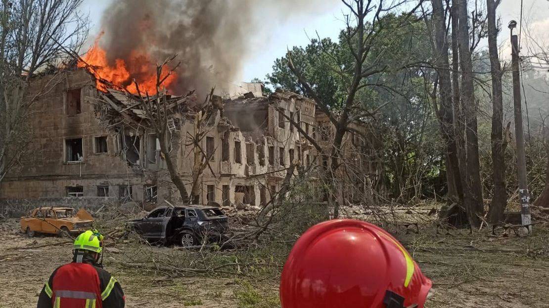 A Russian missile strike on clinic in Dnipro killed at least one and injured 15, according to President Zelenskyy. /Ukrainian Governor of Dnipropetrovsk Regional Military-Civil Administration Serhii Lysak via Telegram/Reuters.