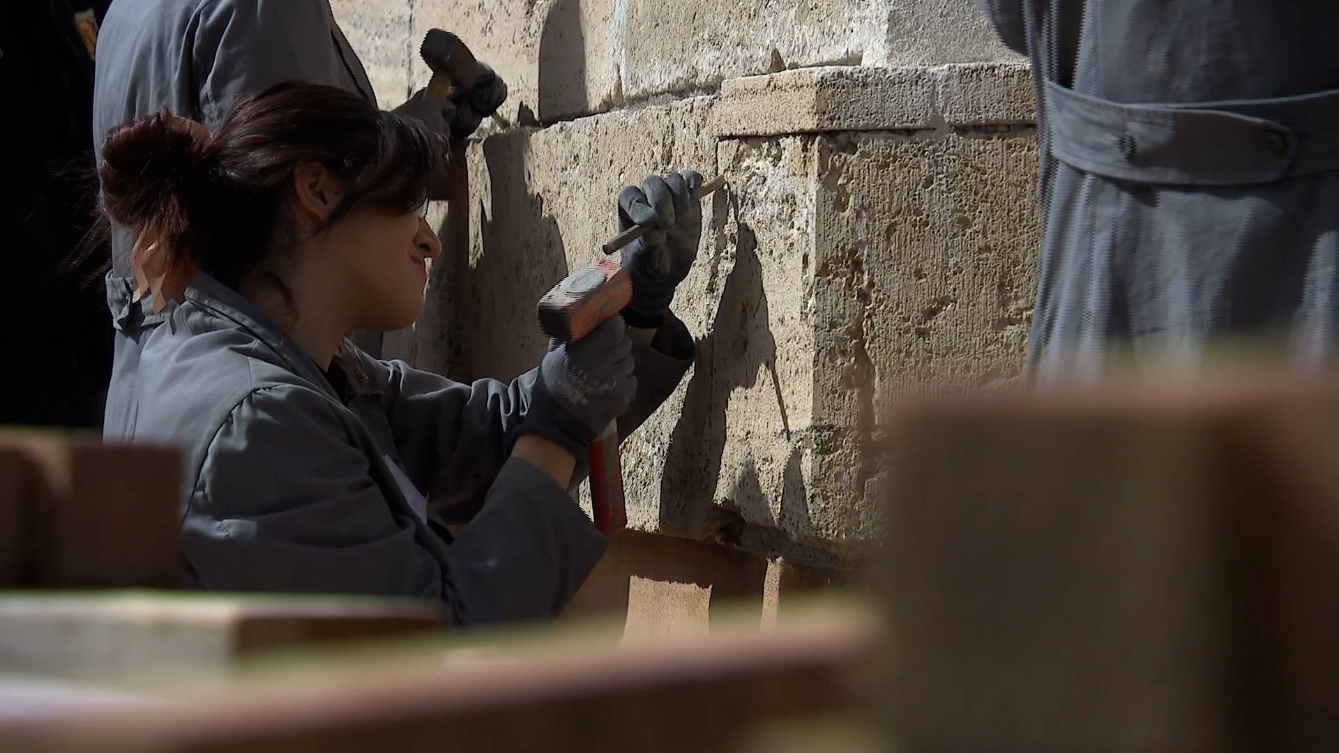 A student works on centuries-old stone at St Peter's Basilica. /Dicastery for Communication, Holy See