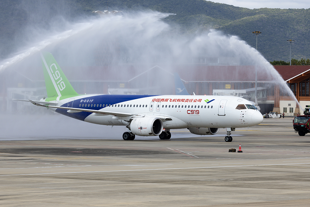 The C919 is China's first domestically made passenger jet and entered regular service with China Eastern Airlines on Monday. /CFP.