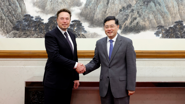 Chinese State Councillor and Foreign Minister Qin Gang meets with Tesla CEO Elon Musk in Beijing. /Chinese Foreign Ministry