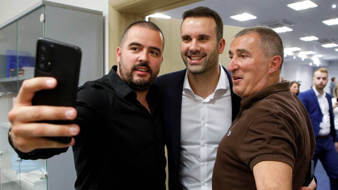 Milojko Spajic (center) is tasked with forming Montenegro's government.   /Stevo Vasiljevic/Reuters
