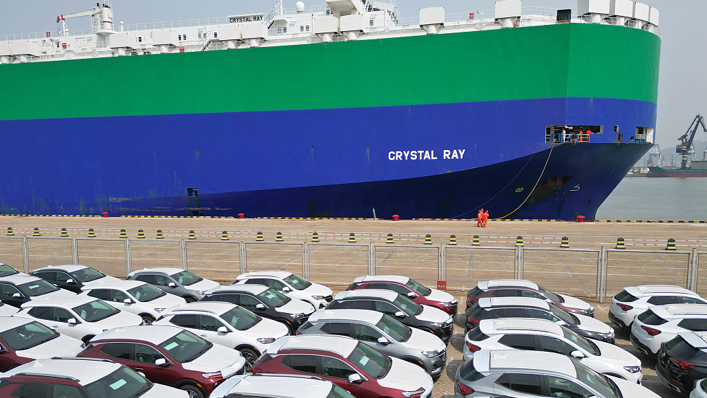 Chinese cars set to be exported from Yantai Port. /CFP
