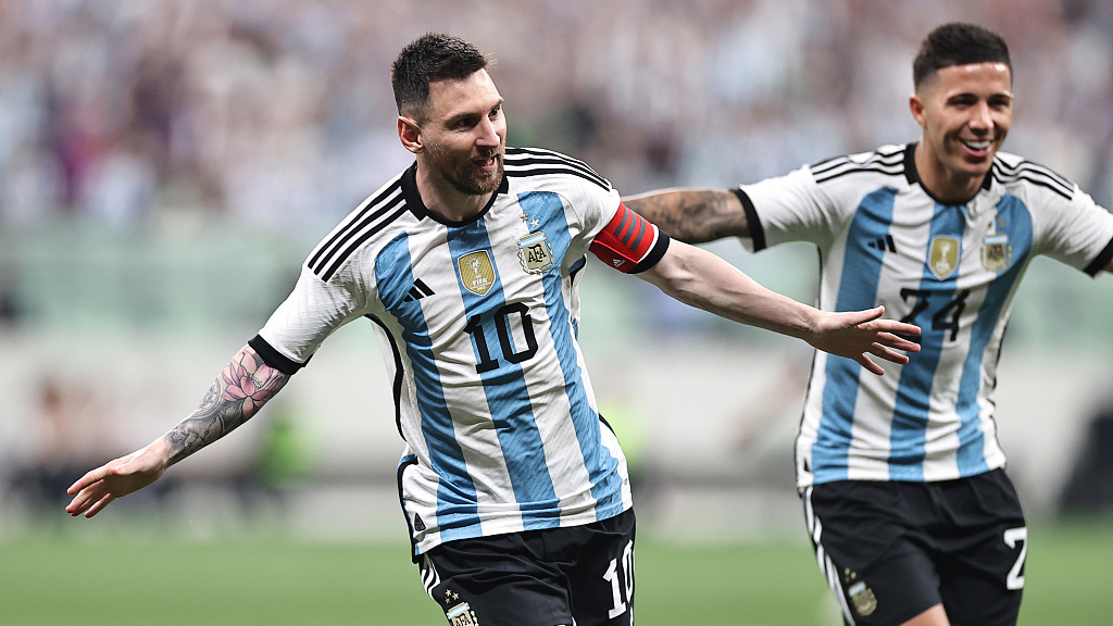 Lionel Messi scored the fastest goal of his international career just 79 seconds into Argentina's match with Australia./Zhongti Pictures/Vision China/via CFP