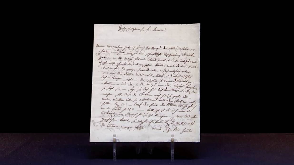 The letter is expected to attract the highest price for a Mozart letter to date, with an estimated value of between £300,000 and £500,000. /Screenshot/Reuters video
