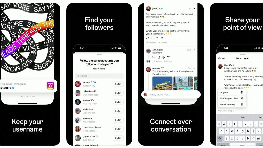 Screenshots from the Threads app on Apple's app store. /Reuters
