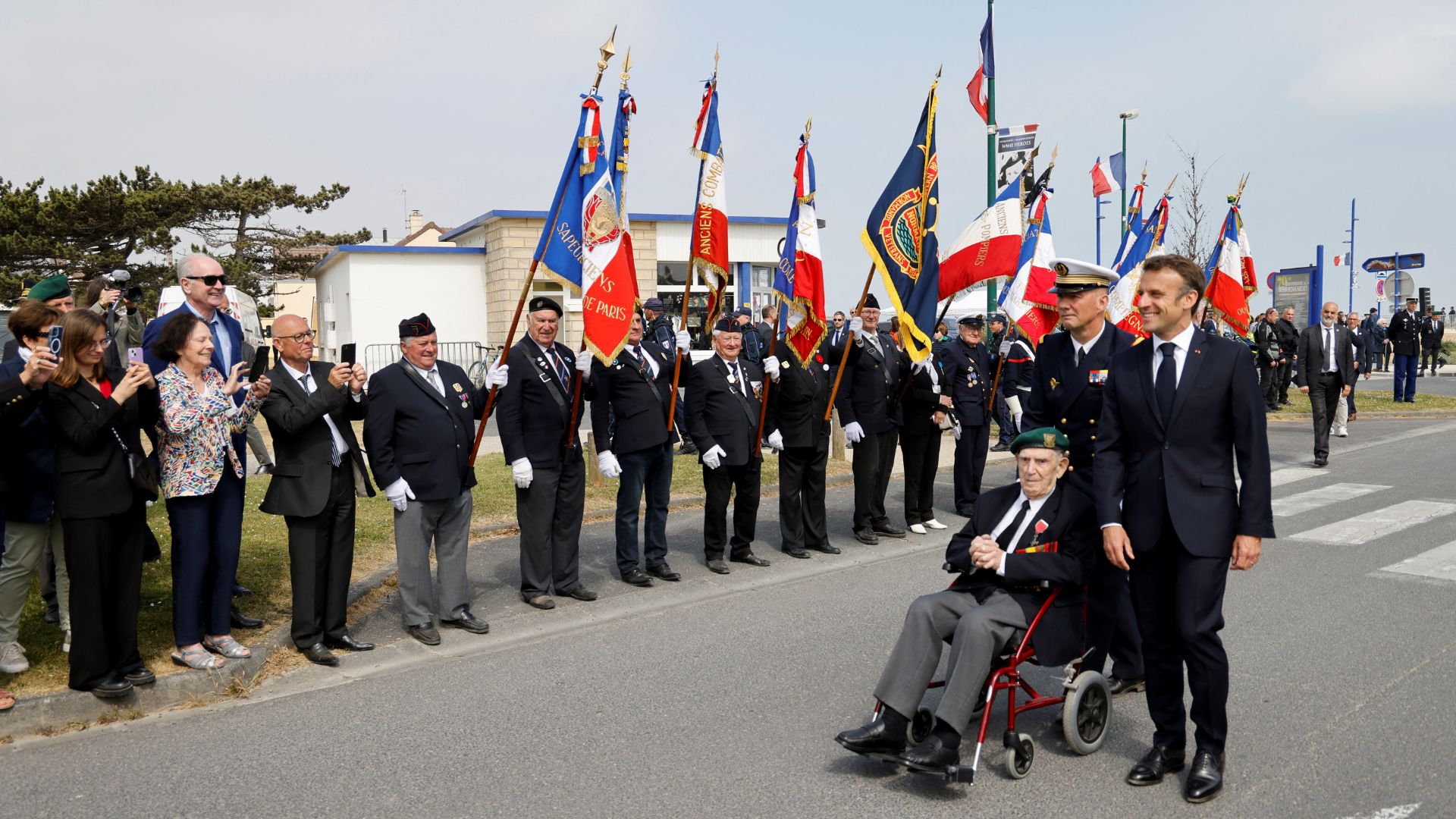 Gautier photographed last month in his wheelchair on the 79th anniversary of the World War II D-Day Normandy landings. Ludovic Marin/Pool via Reuters 