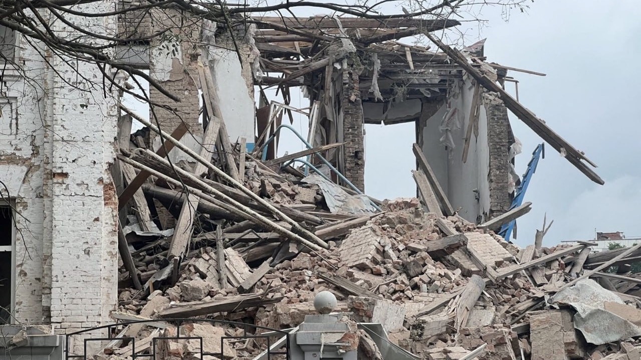 A photo of a building destroyed by a Russian air strike in Orikhiv, Zaporizhzhia region, Ukraine. /Head of the Zaporizhzhia Regional Military Administration Yurii Malashko/Reuters