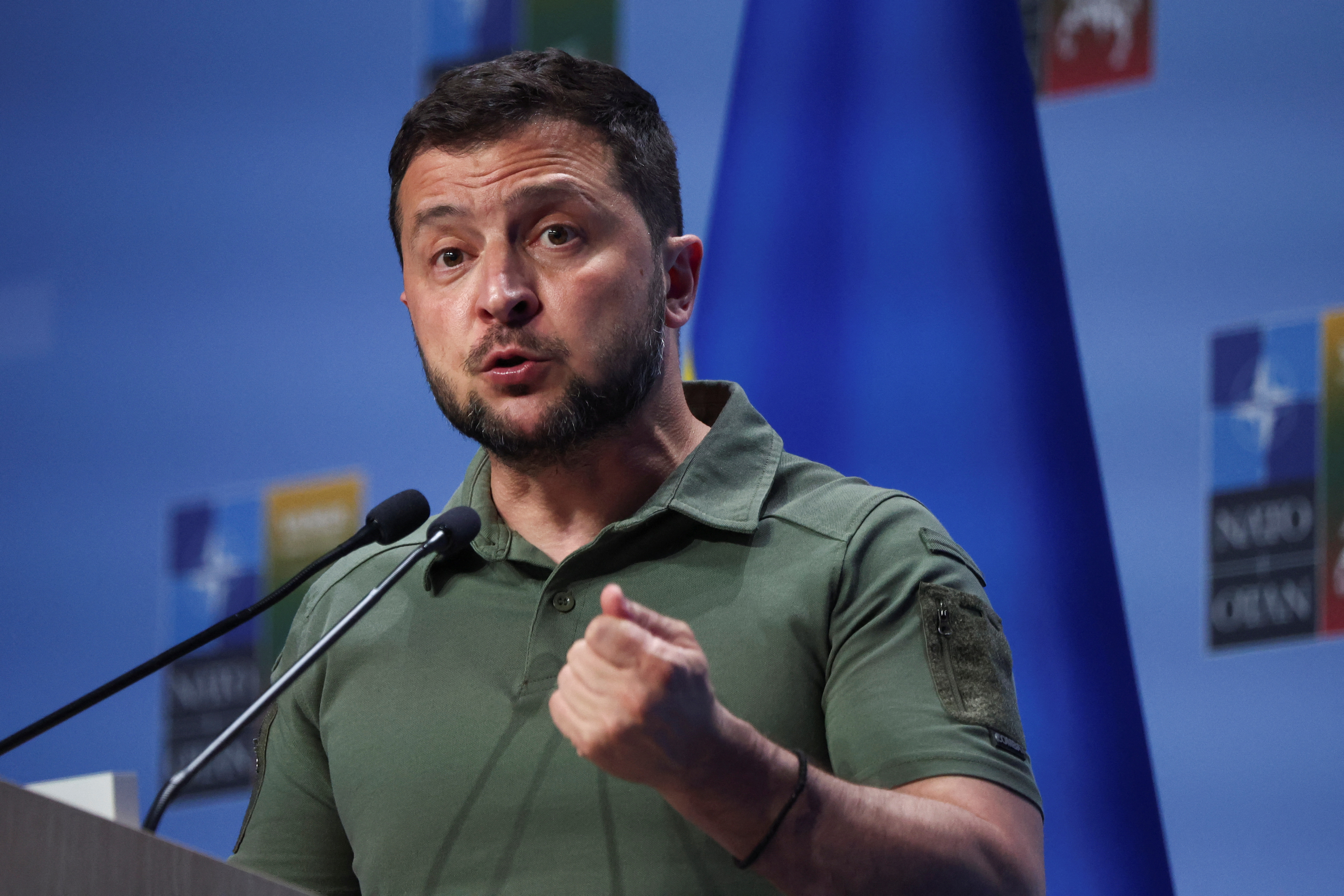 Zelenskyy had initially criticized NATO for failing to provide Ukraine with a timeline for membership but emerged positive from the summit. /Reuters/Kacper Pempel. 