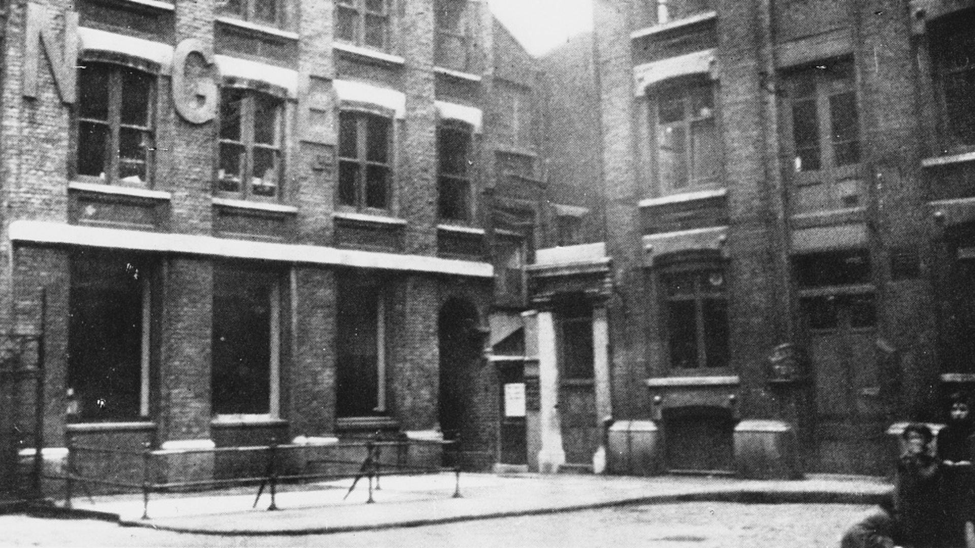 London's Miter Square, scene of one of Jack the Ripper's murders, photographed in around 1928. /Hulton Archive/Getty Images
