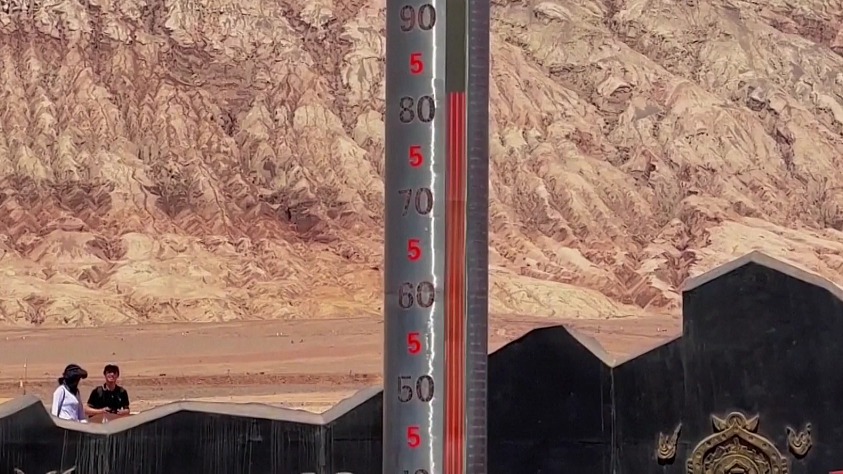 In Turpan, China, the surface temperature of the Flame Mountain exceeded 80 degrees Celsius