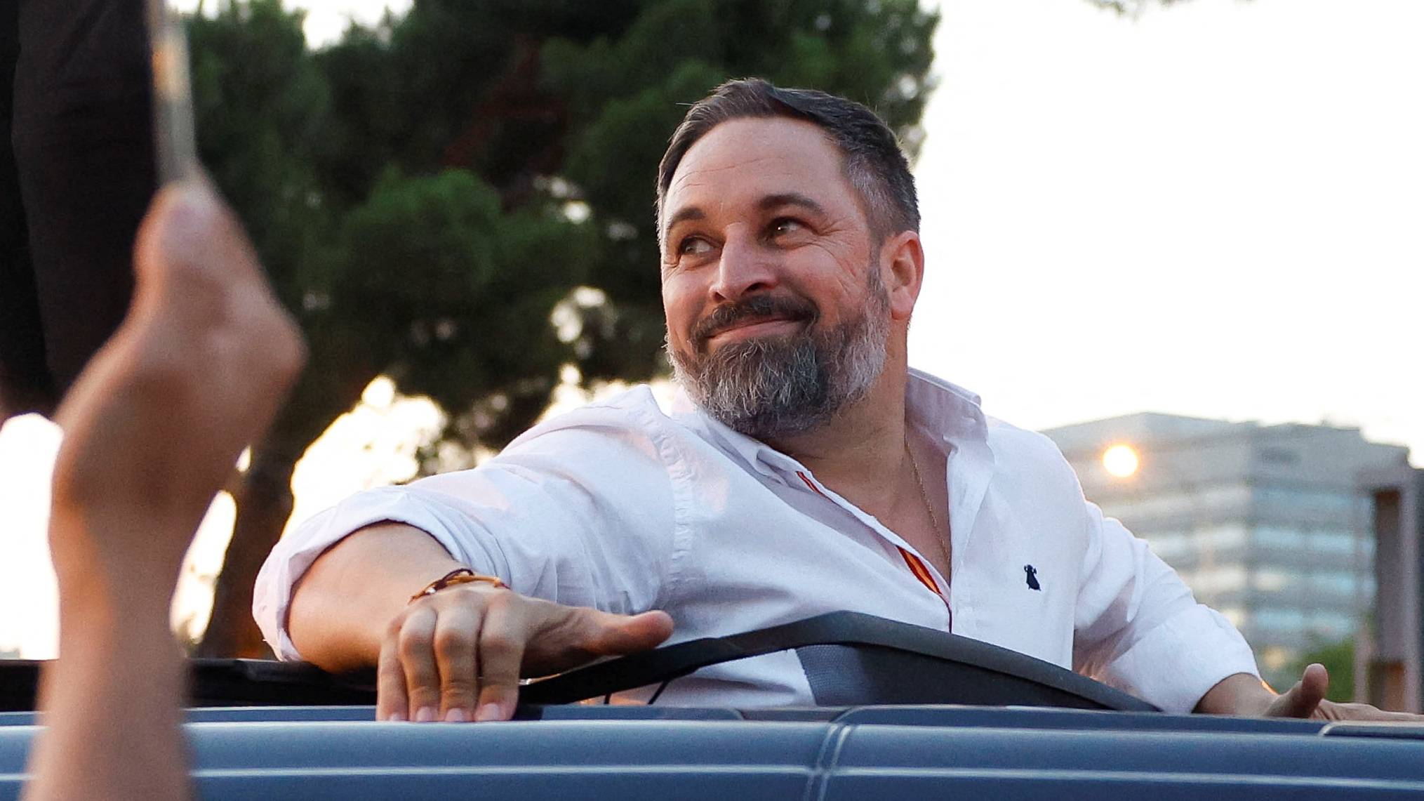 Spain's far-right Vox party leader Santiago Abascal attends a campaign closing rally ahead of the general election in Madrid. /Juan Medina/Reuters