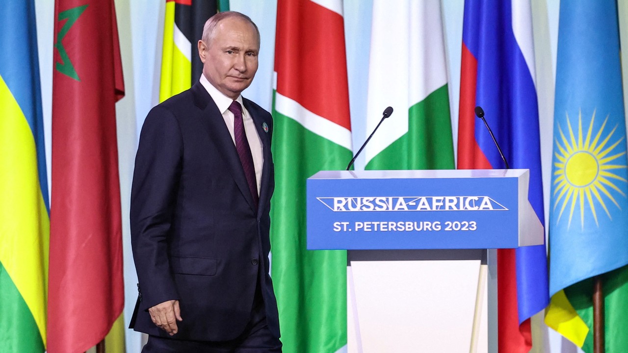 Russian President Vladimir Putin on the final day of the Russia-Africa summit in St. Petersburg./ Valery Sharifulin/TASS/Reuters