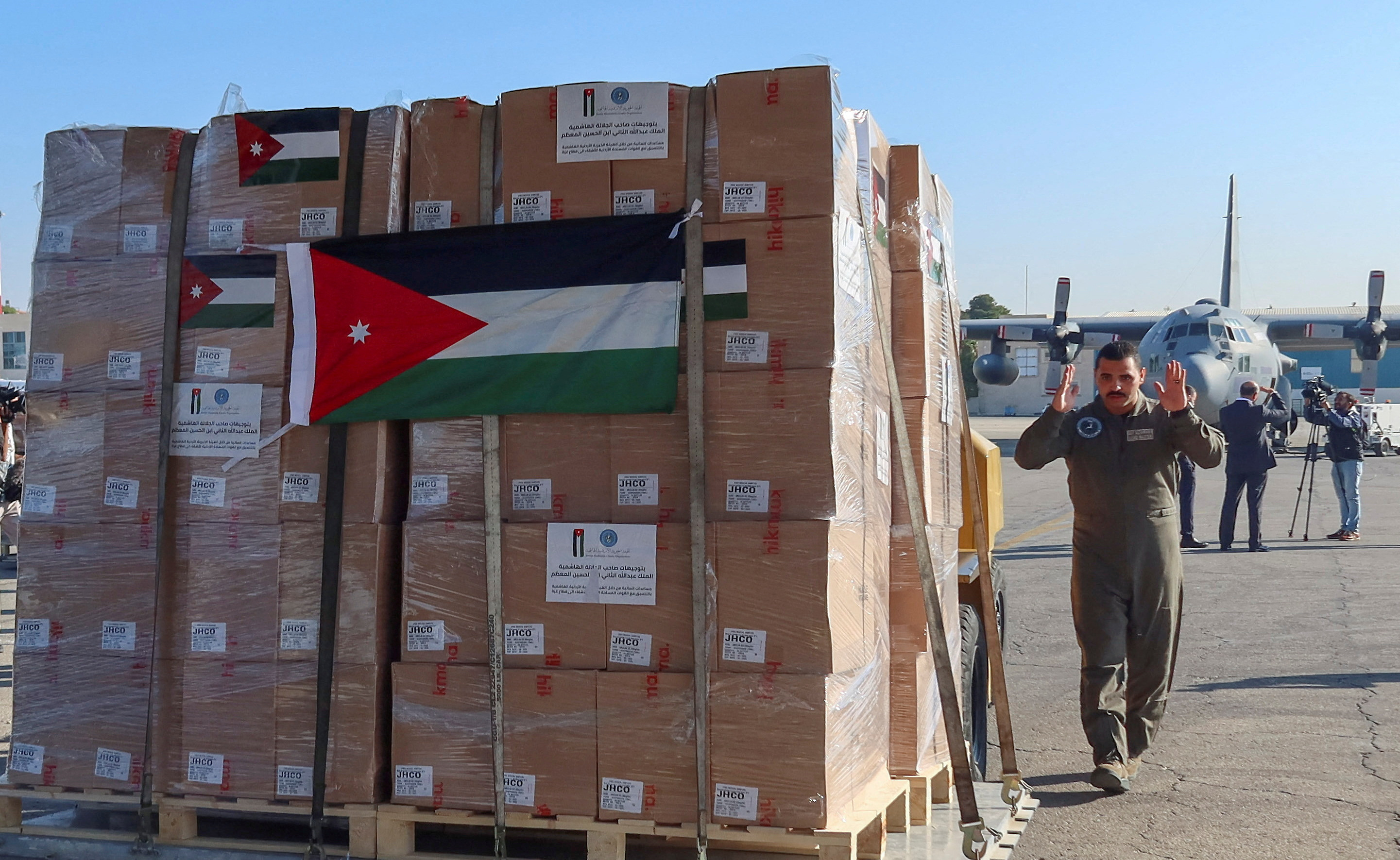 Boxes of humanitarian aid to be sent to Gaza, in Amman, Jordan. There are concerns that aid alone won't be be sufficient. /Jehad Shelbak/Reuters