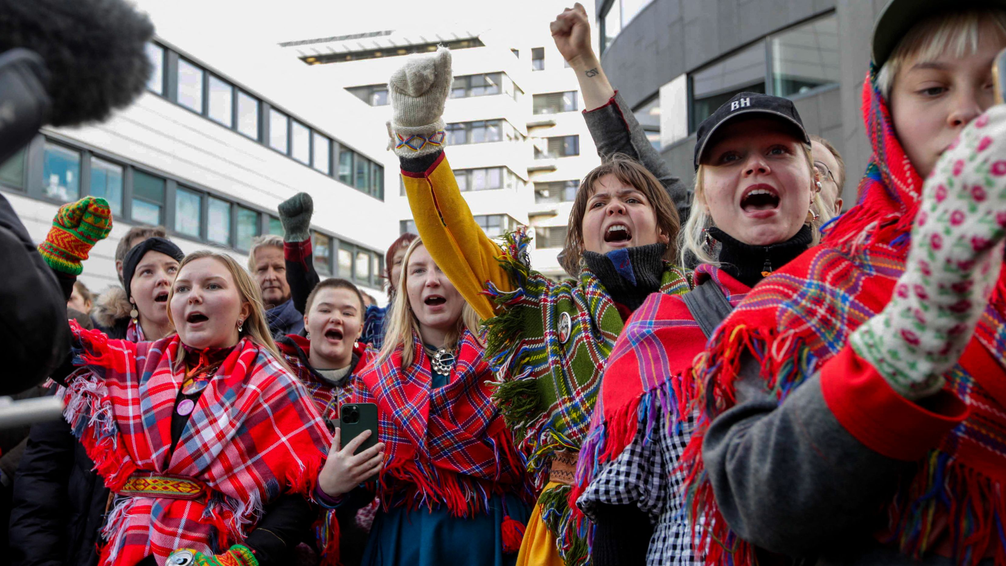 Campaigners demonstrate outside the seat of the Statkraft energy company in Oslo./ Emilie Holtet/NTB /AFP