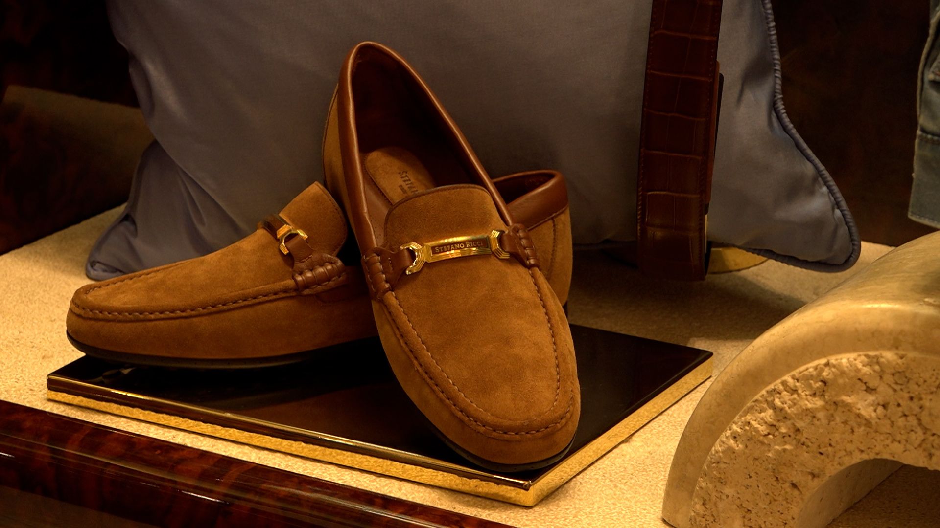 A pair of Stefano Ricci shoes at the company's boutique in Florence. /FSN