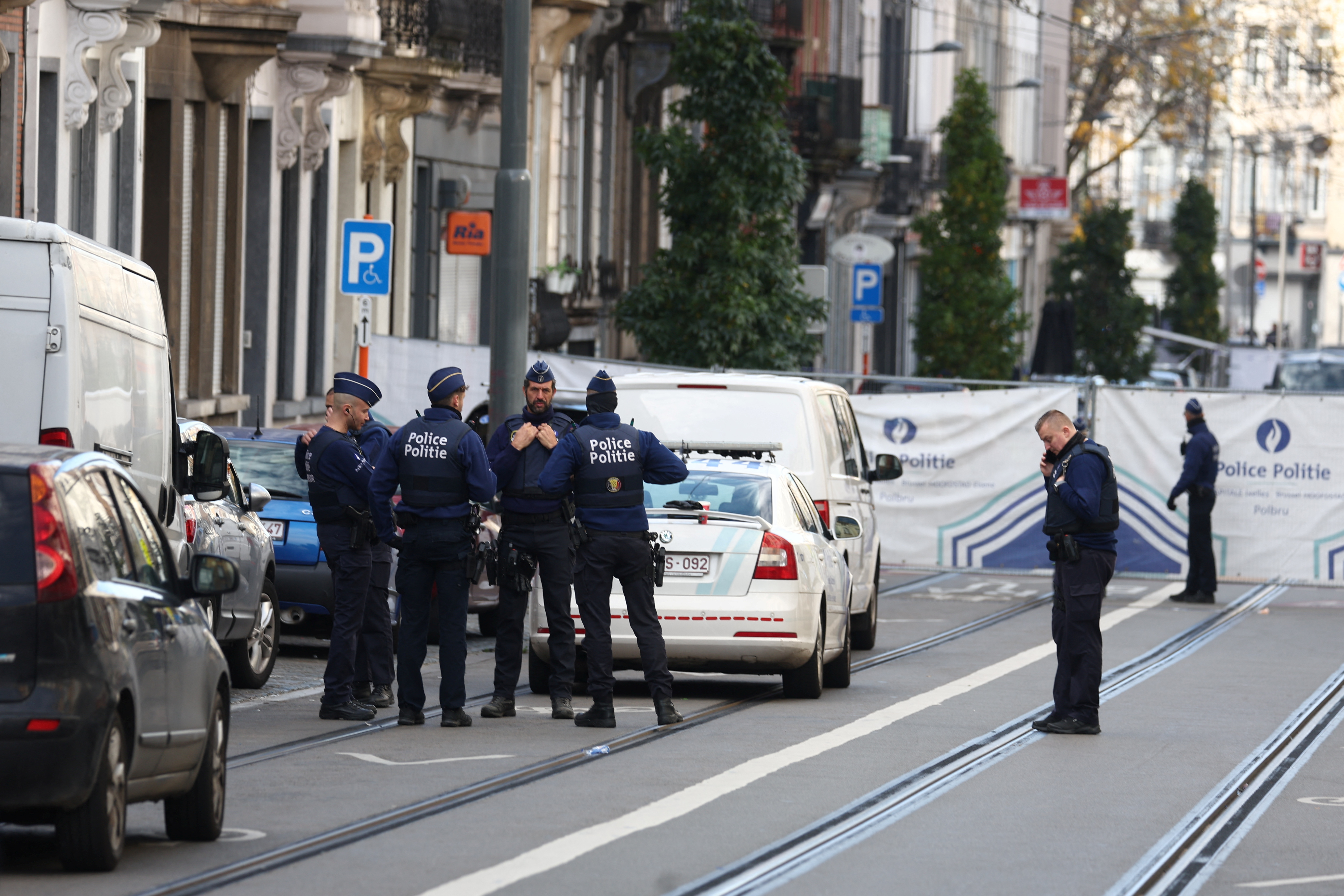 Police cordoned off a street near a cafe in Brussels after the gunman was shot dead. /Reuters/Yves Herman.